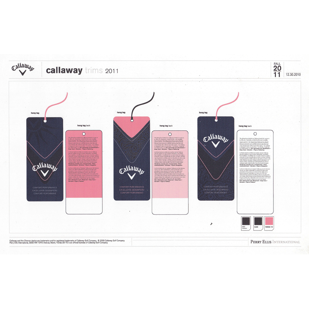 Perry Ellis Callaway clothing trims